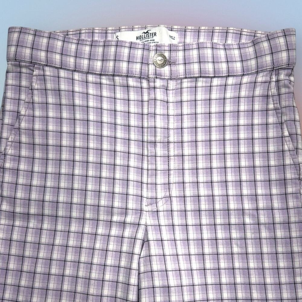 HOLLISTER Women’s Small ULTRA HIGH RISE Plaid Purple Pant